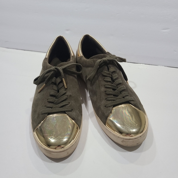 Michael Kors Frankie Suede Gold and Olive Women's Sneakers Sz.11 M - Picture 2 of 11